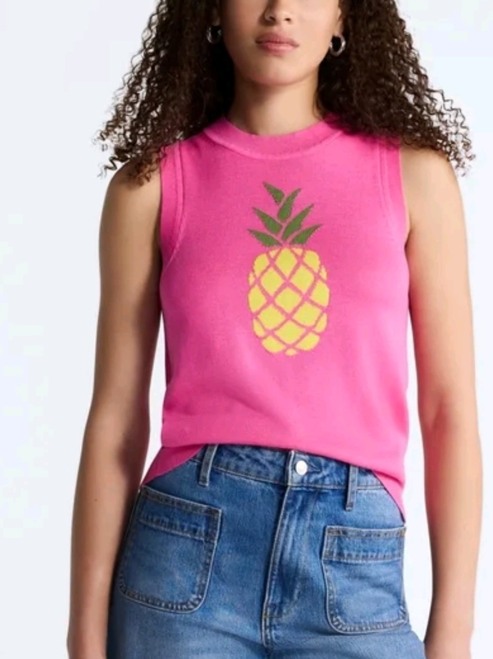 NWT Free Assembly Women's Hot Pink Pineapple Knit Sweater Top Multi-Size Choice.